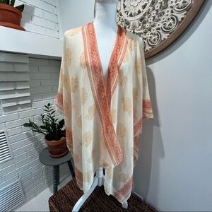 Sonoma Kimono NWT. Beautiful Summer Shades of Cream and Nutmeg  One Size